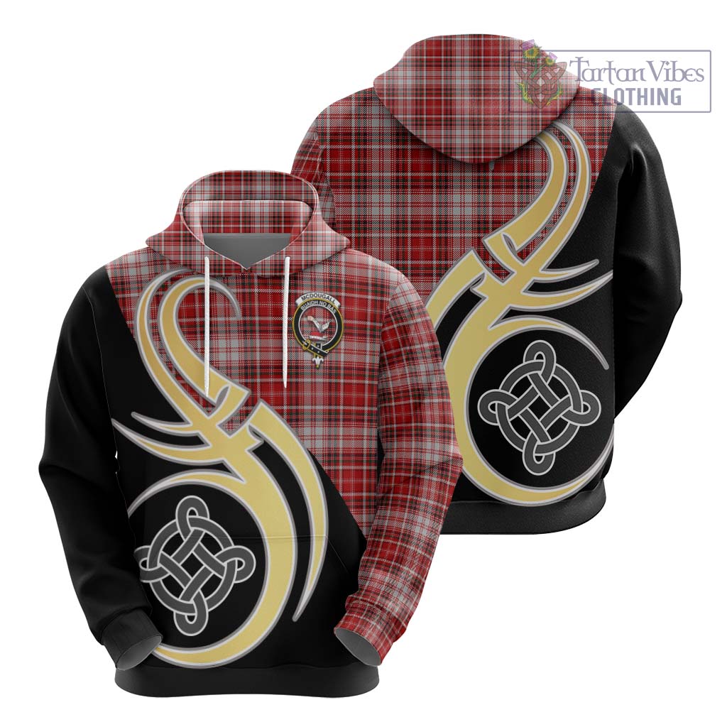 Tartan Vibes Clothing McDougall Dress Tartan Hoodie with Family Crest and Celtic Symbol Style