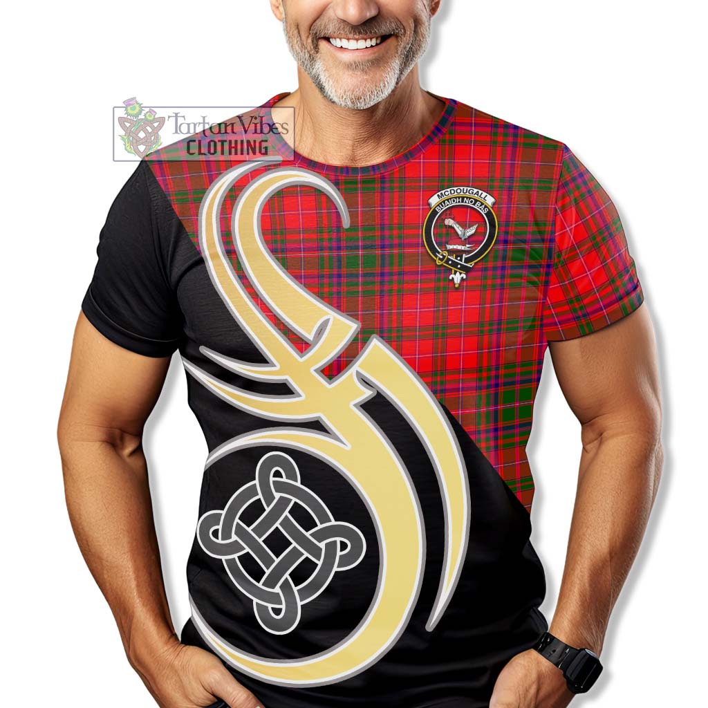 Tartan Vibes Clothing McDougall Modern Tartan T-Shirt with Family Crest and Celtic Symbol Style