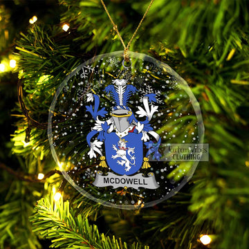 McDowell Irish Clan Christmas Glass Ornament with Coat of Arms Transparent Glass Circle - 2D-tartanvibesclothing