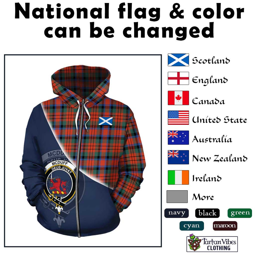 McDuff Ancient Tartan Hoodie with Personalised National Flag and Family Crest Half Style - Tartanvibesclothing Shop