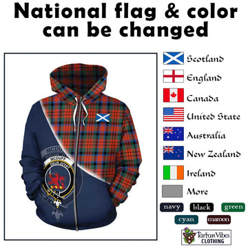 McDuff Ancient Tartan Hoodie with Personalised National Flag and Family Crest Half Style