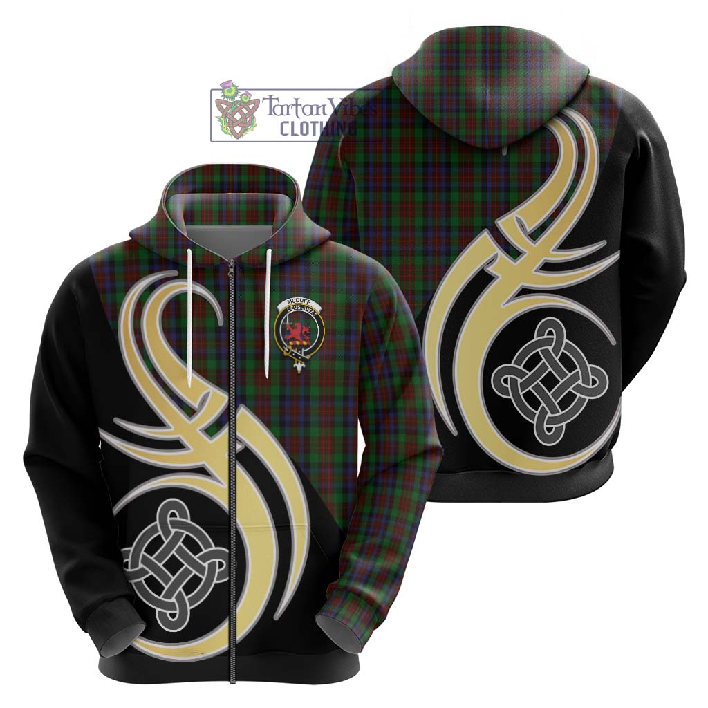 Tartan Vibes Clothing McDuff Hunting Tartan Hoodie with Family Crest and Celtic Symbol Style