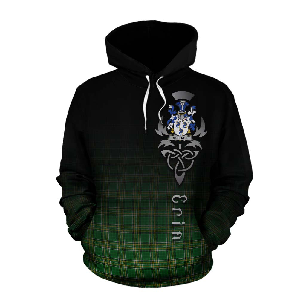 McElroy Irish Clan Cotton Hoodie with Coat of Arms Erin Go Bragh Celtic Inspired Pullover Hoodie XS - Tartan Vibes Clothing