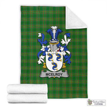 McElroy Irish Clan Tartan Blanket with Coat of Arms X-Large 59 x 79 inches 150 x 200 cm - Tartan Vibes Clothing