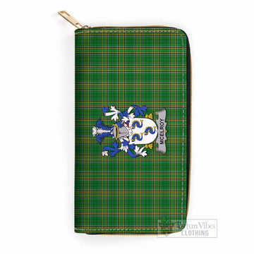 McElroy Irish Clan Tartan Women's Leather Wallet with Coat of Arms One Size 19.7*10.5*3.5 cm - Tartan Vibes Clothing