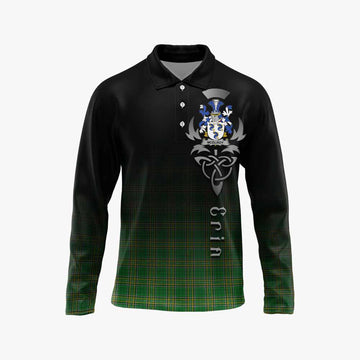 McElroy Irish Clan Long Sleeve Polo Shirt with Coat of Arms Erin Go Bragh Celtic Inspired Unisex - Tartan Vibes Clothing