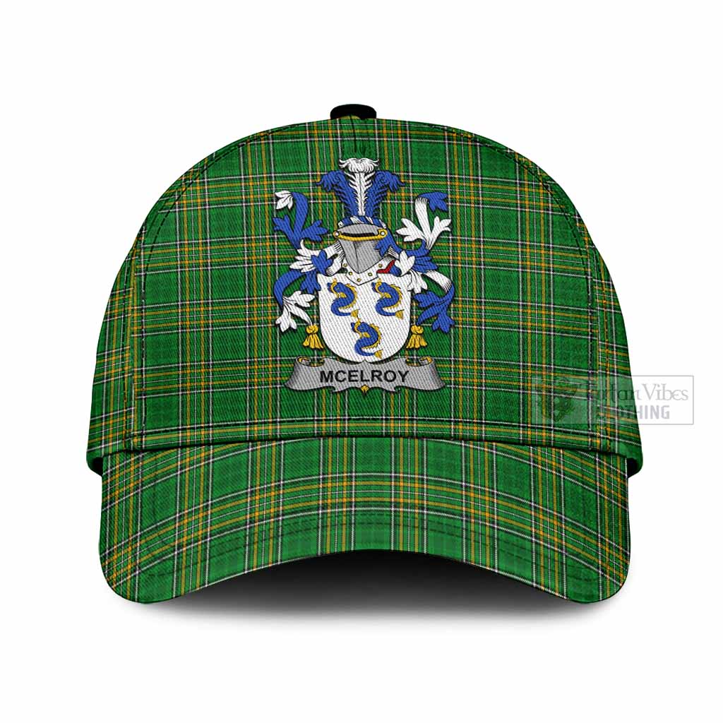 Tartan Vibes Clothing McElroy Irish Clan Tartan Classic Cap with Coat of Arms