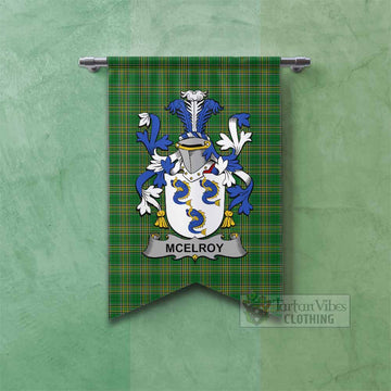 McElroy Irish Clan Tartan Gonfalon, Tartan Banner with Coat of Arms Fishtail - Tartan Vibes Clothing