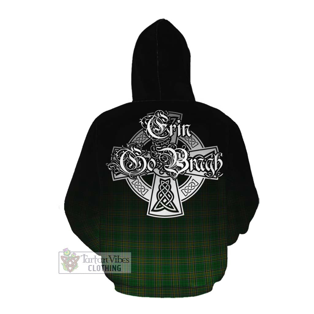 McElroy Irish Clan Cotton Hoodie with Coat of Arms Erin Go Bragh Celtic Inspired Pullover Hoodie - Tartan Vibes Clothing