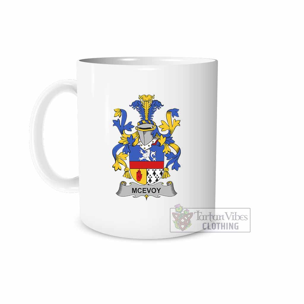McEvoy Irish Clan Coat of Arms Ceramic Mug White - 2D-tartanvibesclothing