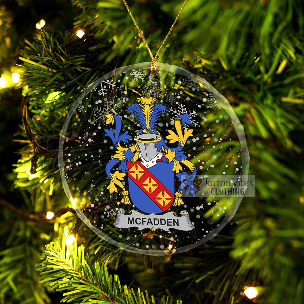 McFadden Irish Clan Christmas Glass Ornament with Coat of Arms Transparent Glass Circle - 2D-tartanvibesclothing