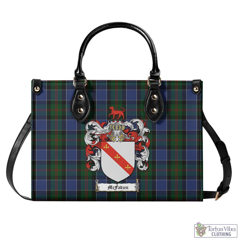 Tartan Vibes Clothing McFadzen 01 Tartan Luxury Leather Handbags with Family Crest