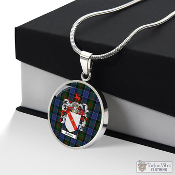 McFadzen 01 Tartan Circle Necklace with Family Crest