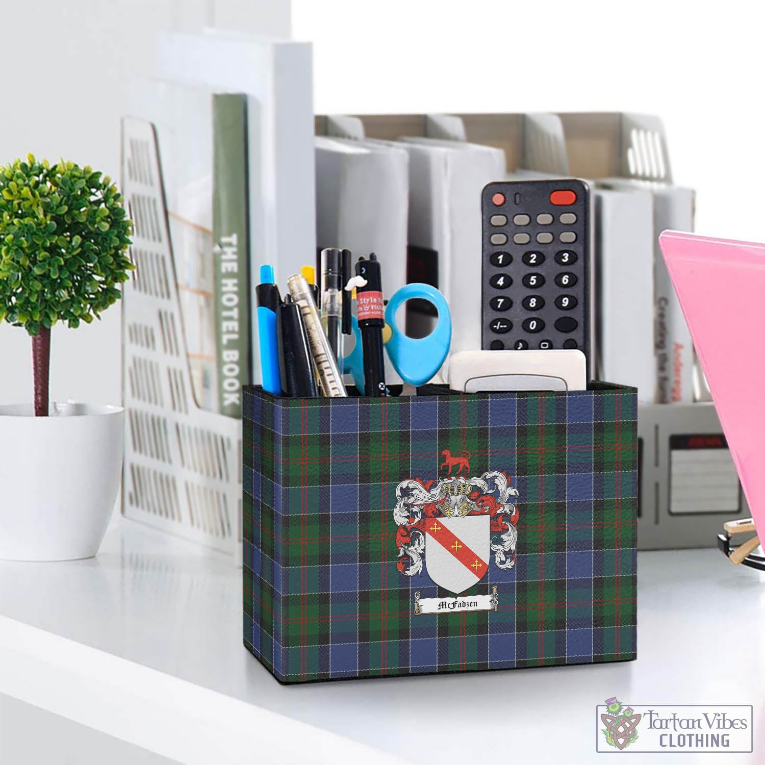 Tartan Vibes Clothing McFadzen 01 Tartan Pen Holder with Family Crest