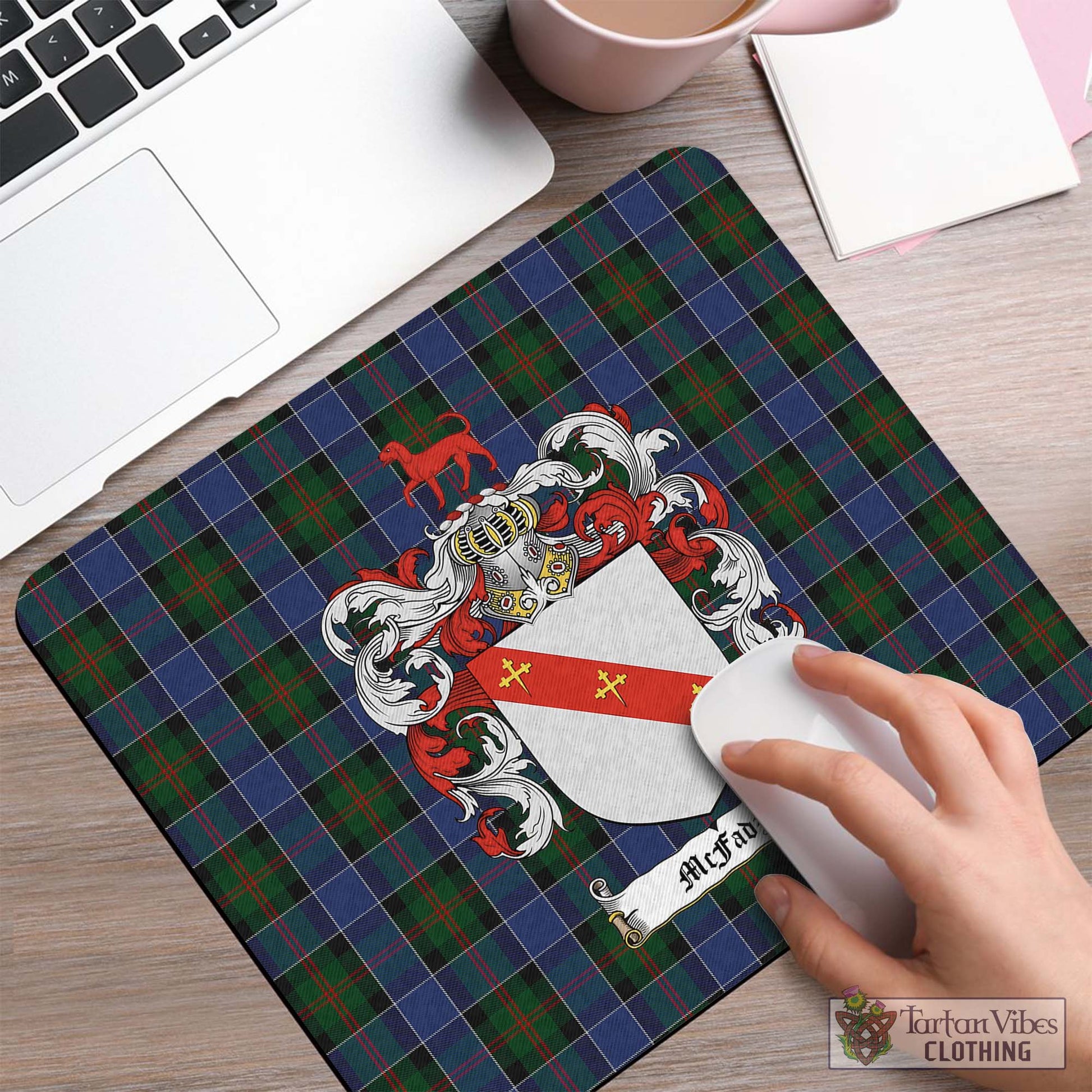 Tartan Vibes Clothing McFadzen 01 Tartan Mouse Pad with Family Crest