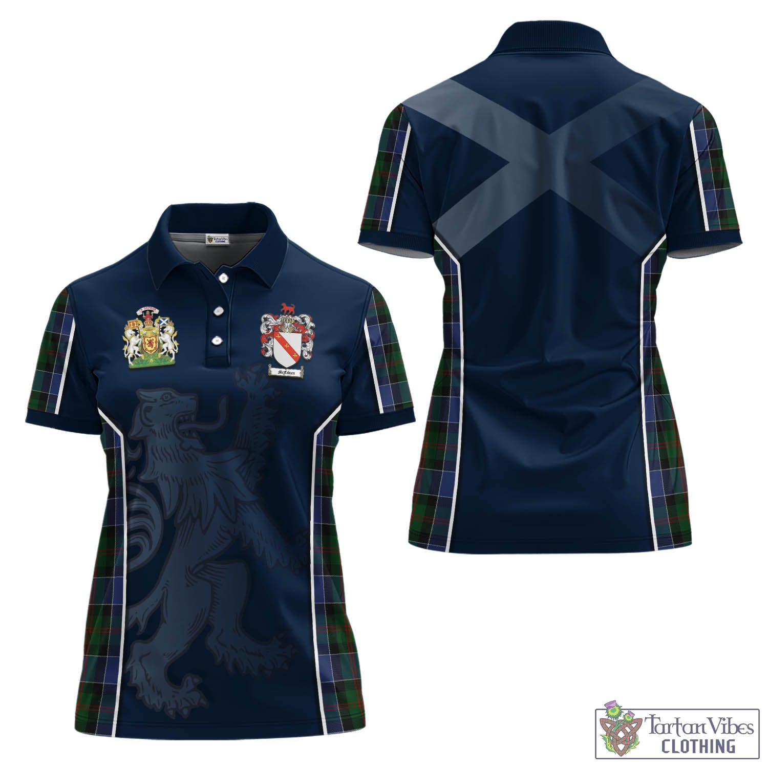 McFadzen 01 Tartan Women's Polo Shirt with Family Crest and Lion Rampant Vibes Sport Style Women - Tartan Vibes Clothing