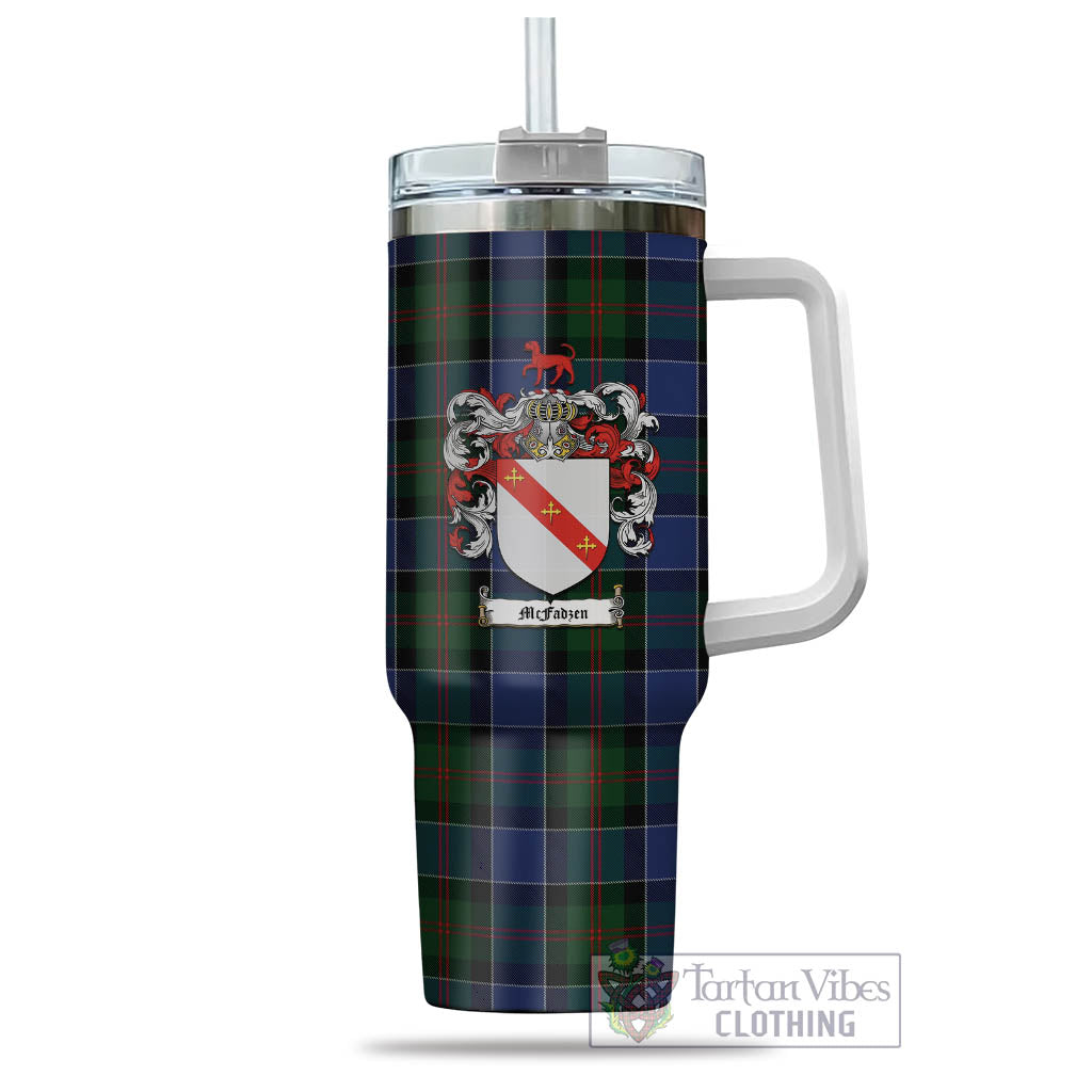 Tartan Vibes Clothing McFadzen 01 Tartan and Family Crest Tumbler with Handle