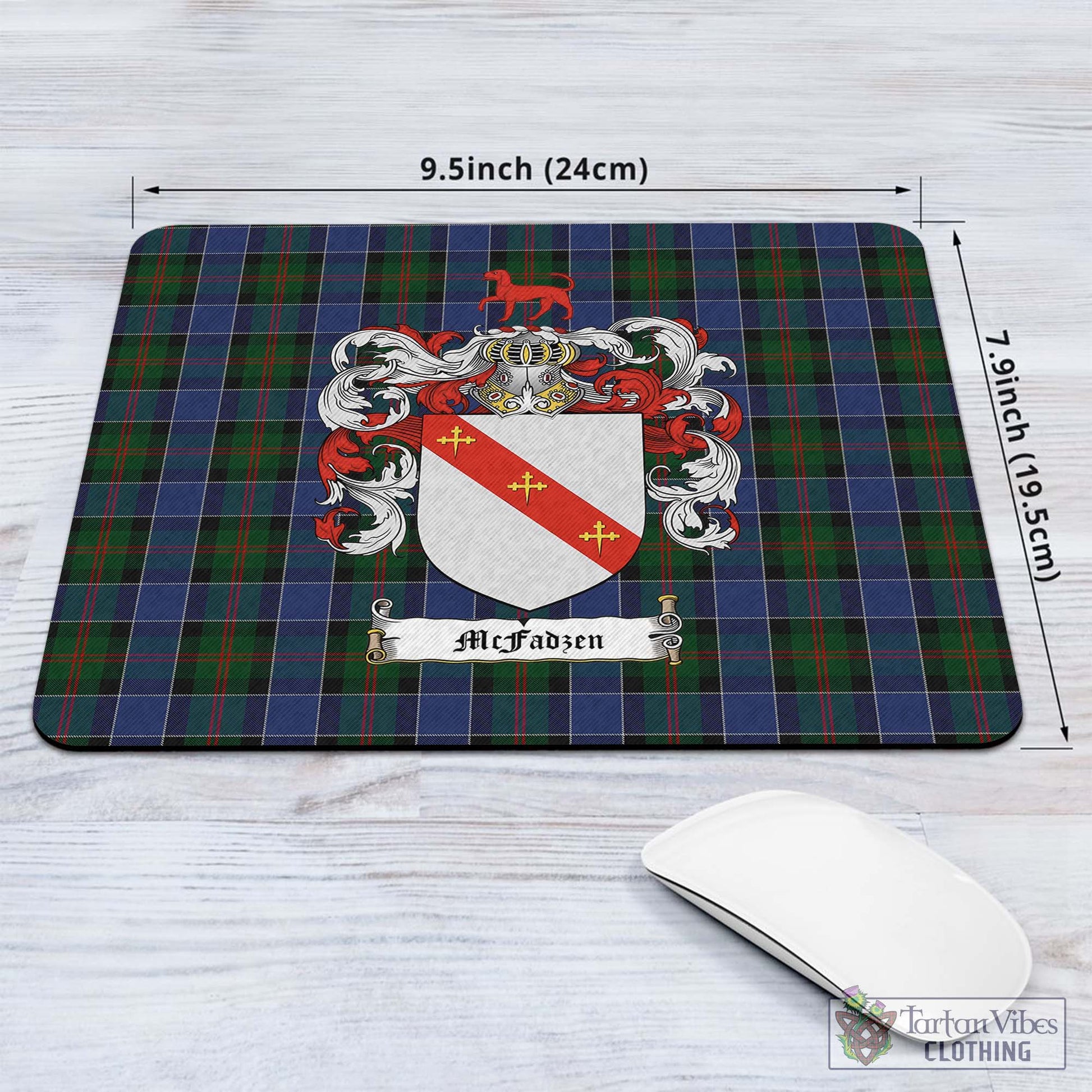 Tartan Vibes Clothing McFadzen 01 Tartan Mouse Pad with Family Crest