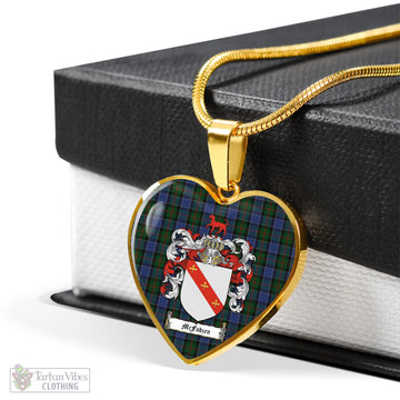 McFadzen 01 Tartan Heart Necklace with Family Crest