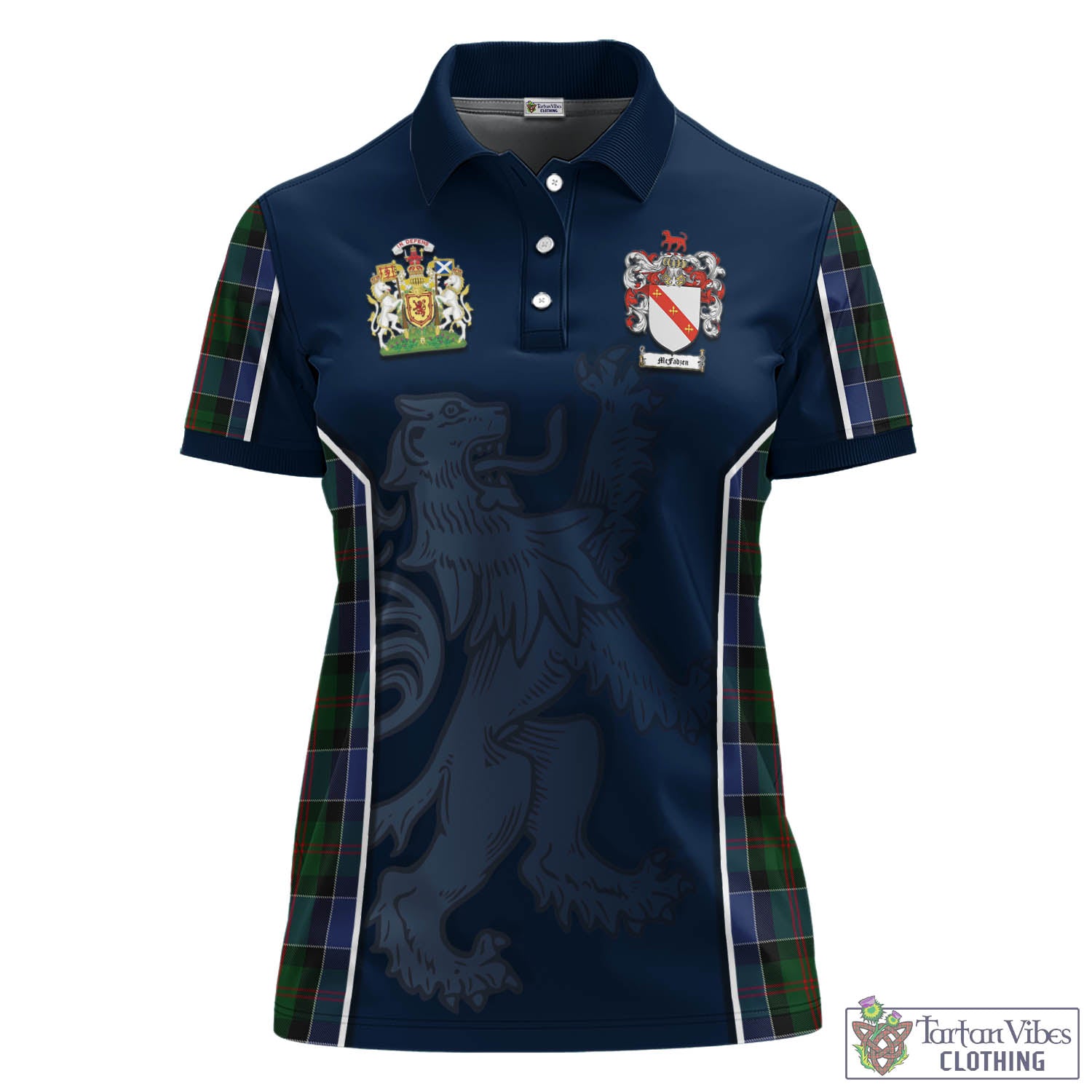 McFadzen 01 Tartan Women's Polo Shirt with Family Crest and Lion Rampant Vibes Sport Style - Tartan Vibes Clothing