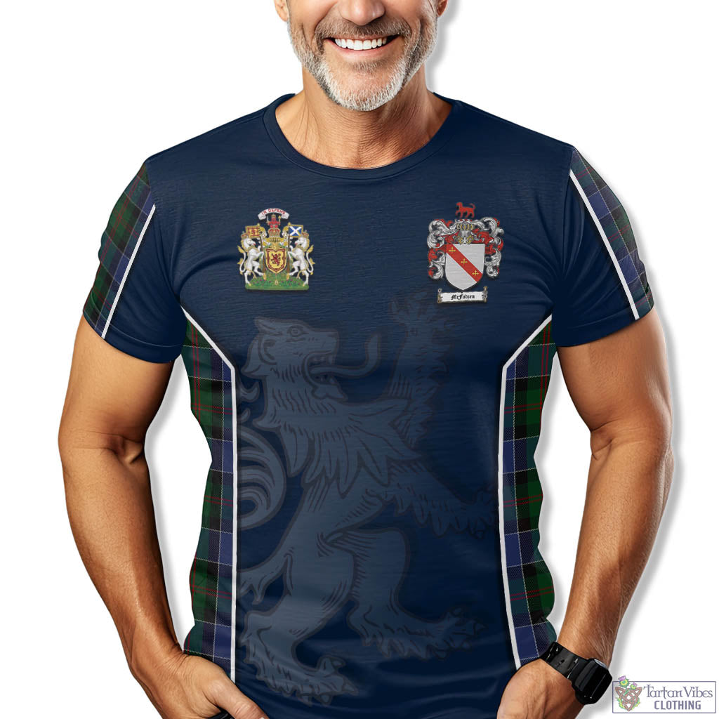 Tartan Vibes Clothing McFadzen 01 Tartan T-Shirt with Family Crest and Lion Rampant Vibes Sport Style