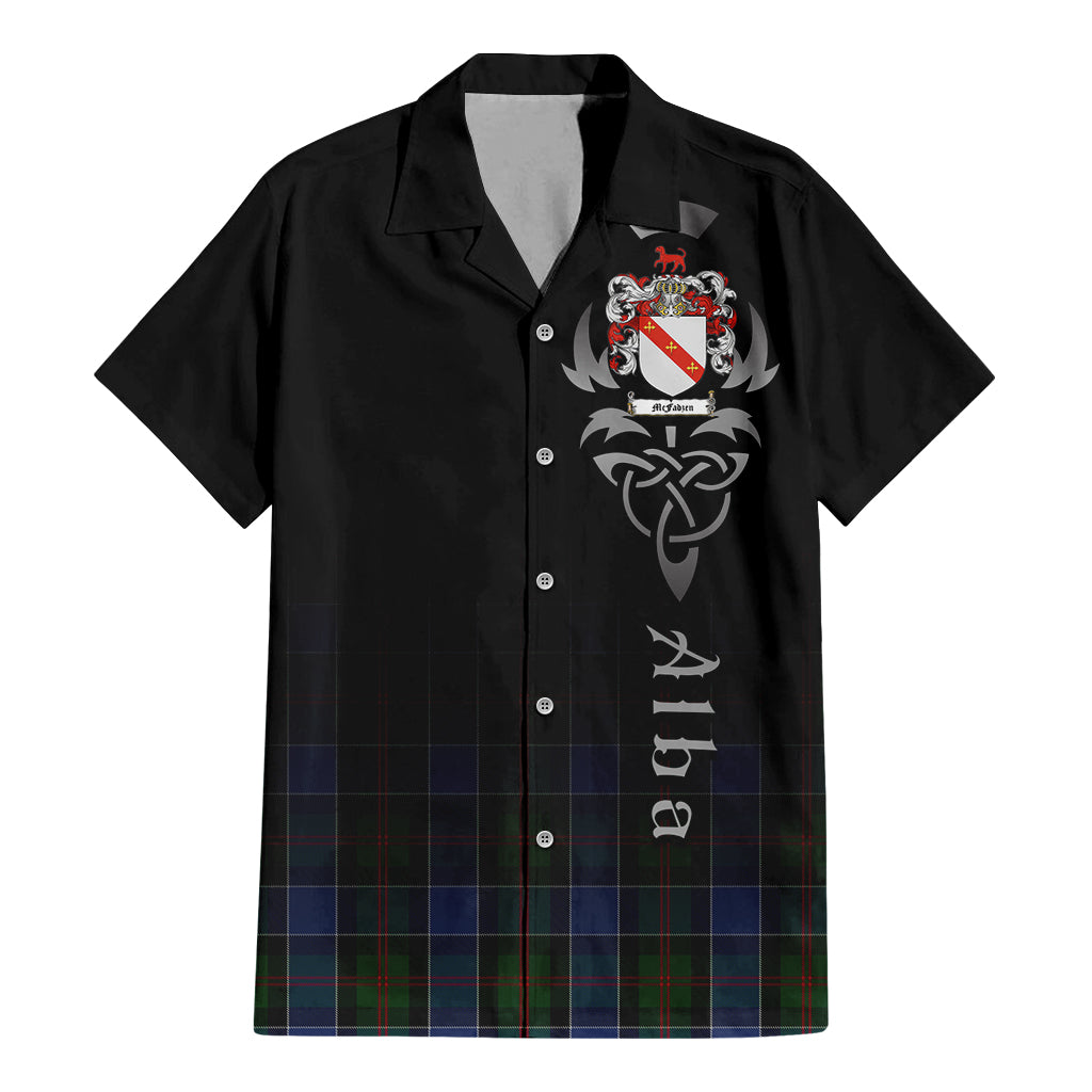 Tartan Vibes Clothing McFadzen 01 Tartan Short Sleeve Button Up Featuring Alba Gu Brath Family Crest Celtic Inspired