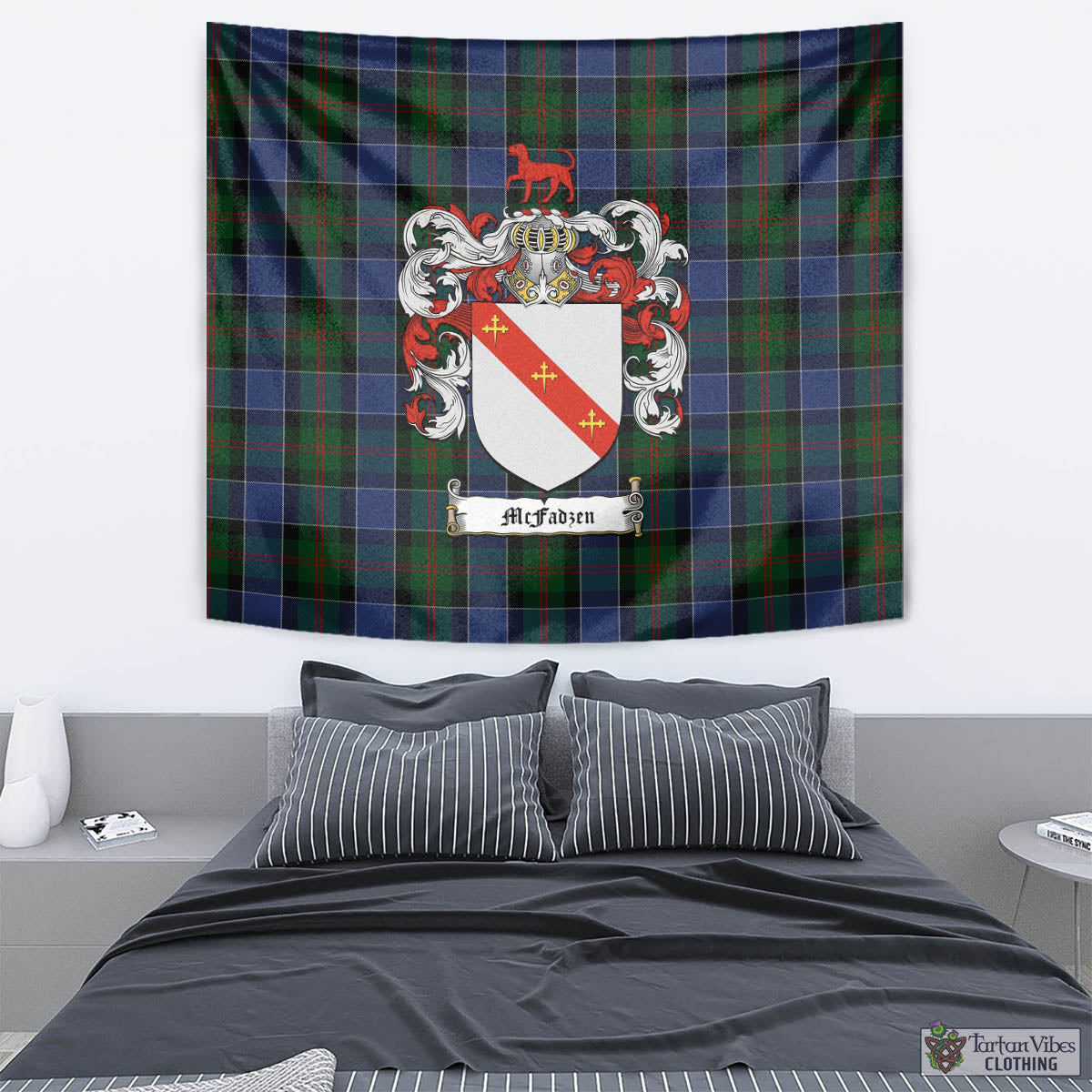 Tartan Vibes Clothing McFadzen 01 Tartan Tapestry Wall Hanging and Home Decor for Room with Family Crest