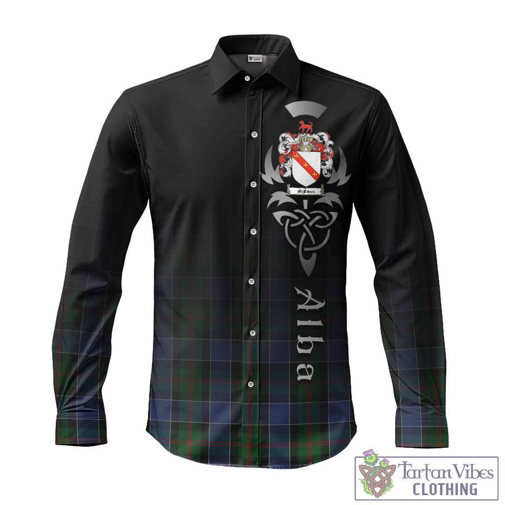 Tartan Vibes Clothing McFadzen 01 Tartan Long Sleeve Button Up Featuring Alba Gu Brath Family Crest Celtic Inspired