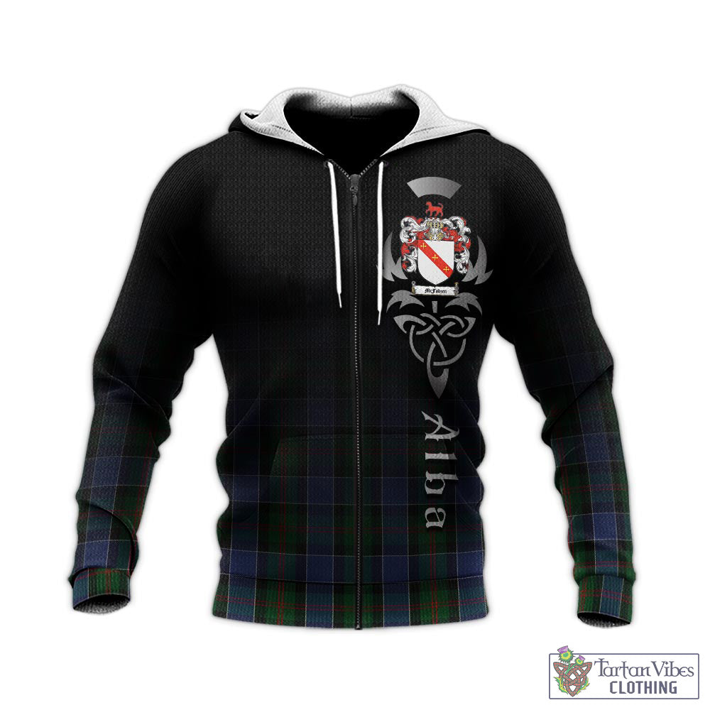 Tartan Vibes Clothing McFadzen 01 Tartan Knitted Hoodie Featuring Alba Gu Brath Family Crest Celtic Inspired