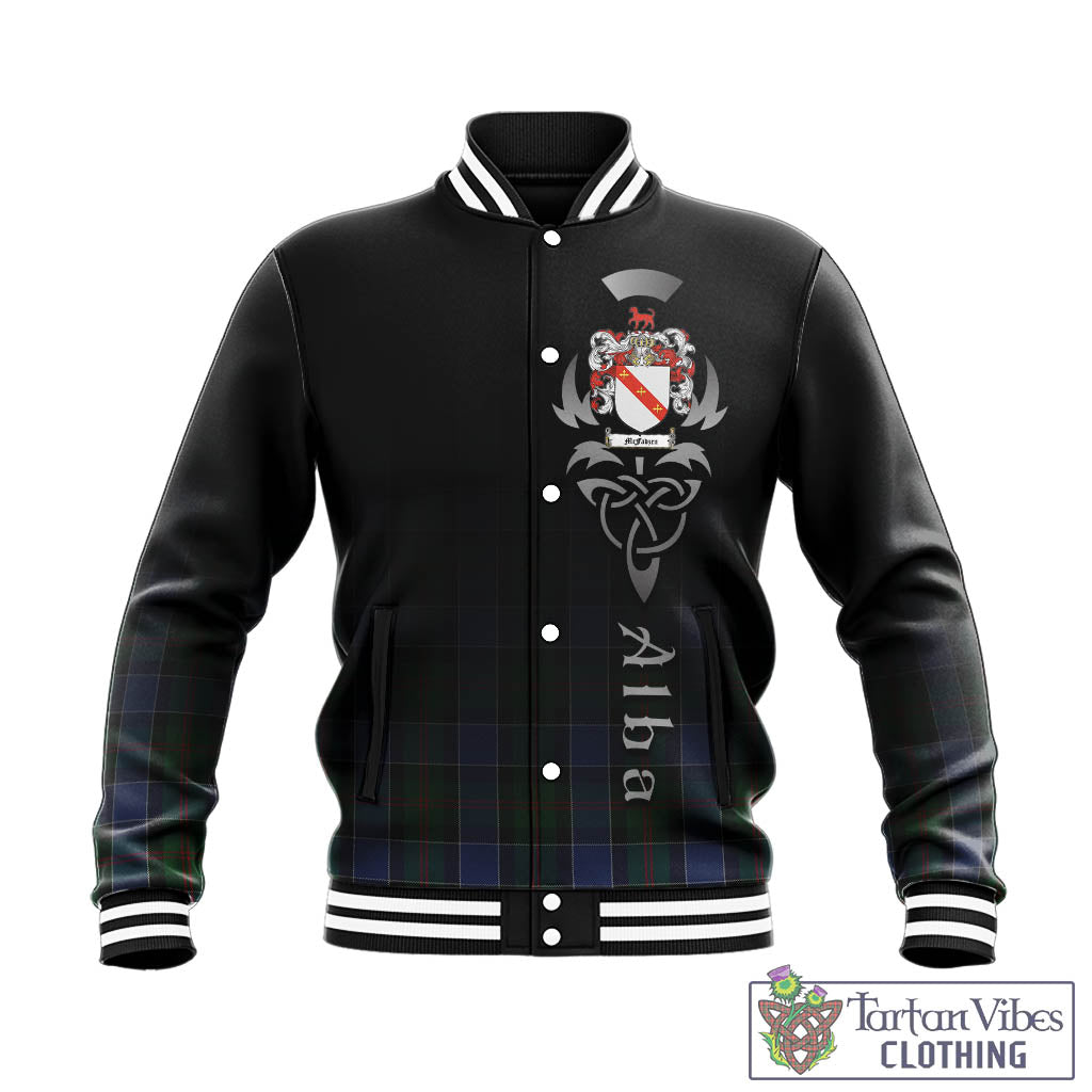 Tartan Vibes Clothing McFadzen 01 Tartan Baseball Jacket Featuring Alba Gu Brath Family Crest Celtic Inspired