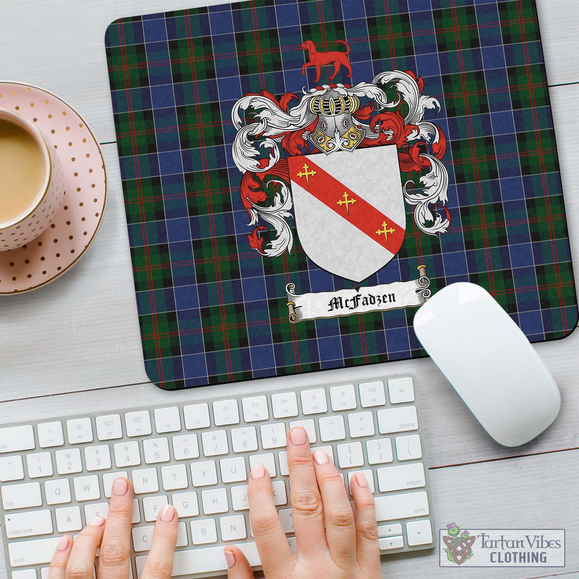 Tartan Vibes Clothing McFadzen 01 Tartan Mouse Pad with Family Crest