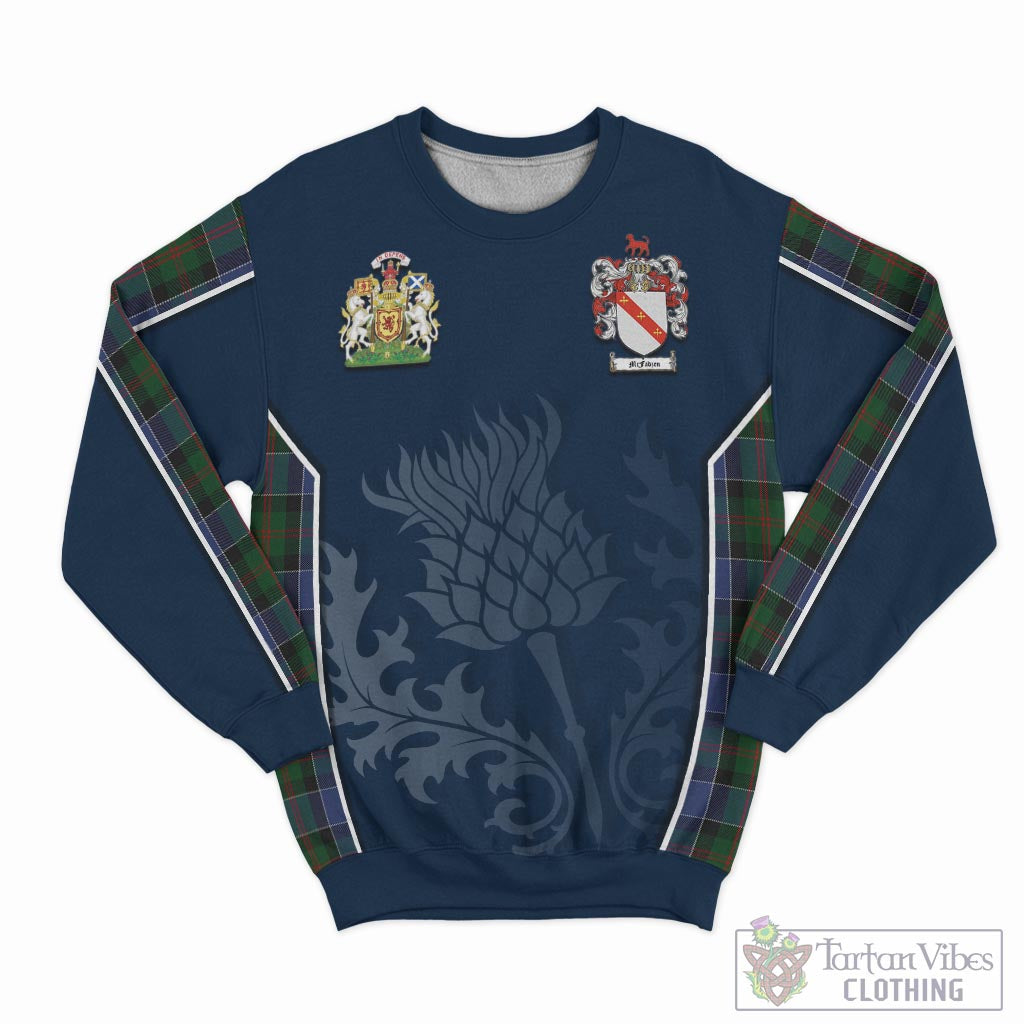 Tartan Vibes Clothing McFadzen 01 Tartan Sweatshirt with Family Crest and Scottish Thistle Vibes Sport Style