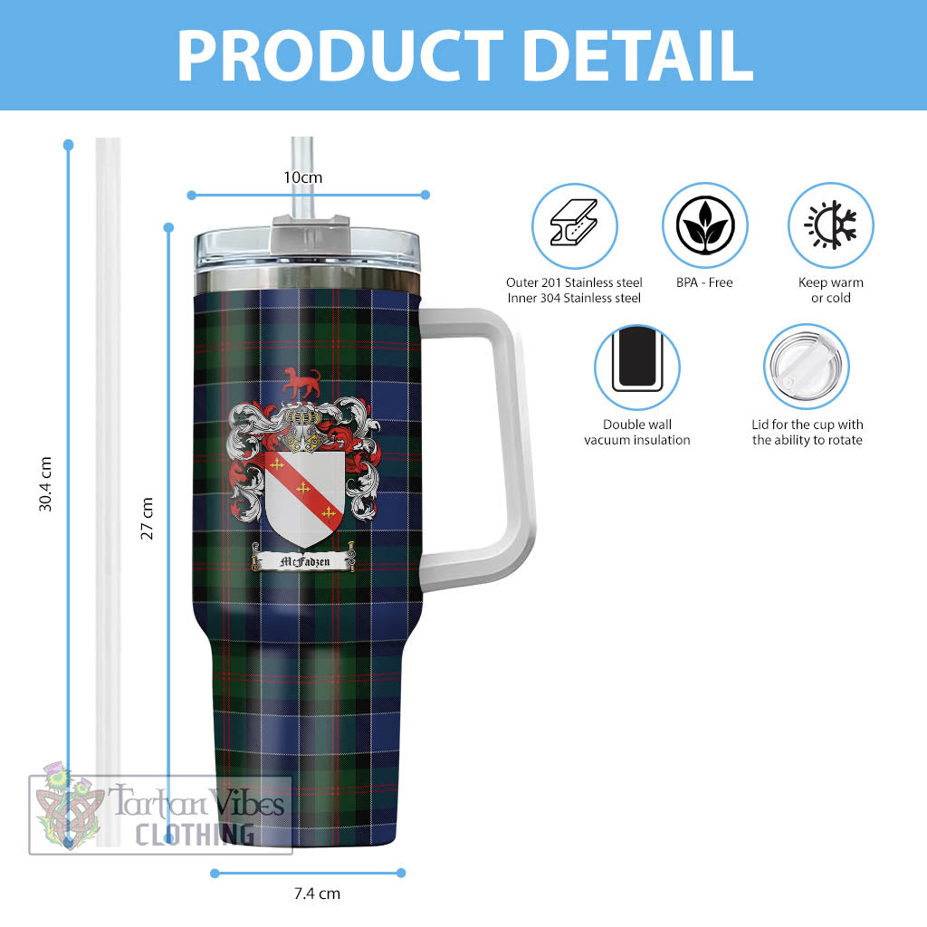 Tartan Vibes Clothing McFadzen 01 Tartan and Family Crest Tumbler with Handle