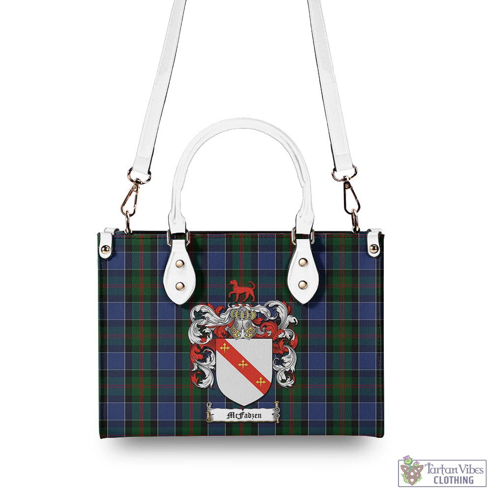 Tartan Vibes Clothing McFadzen 01 Tartan Luxury Leather Handbags with Family Crest