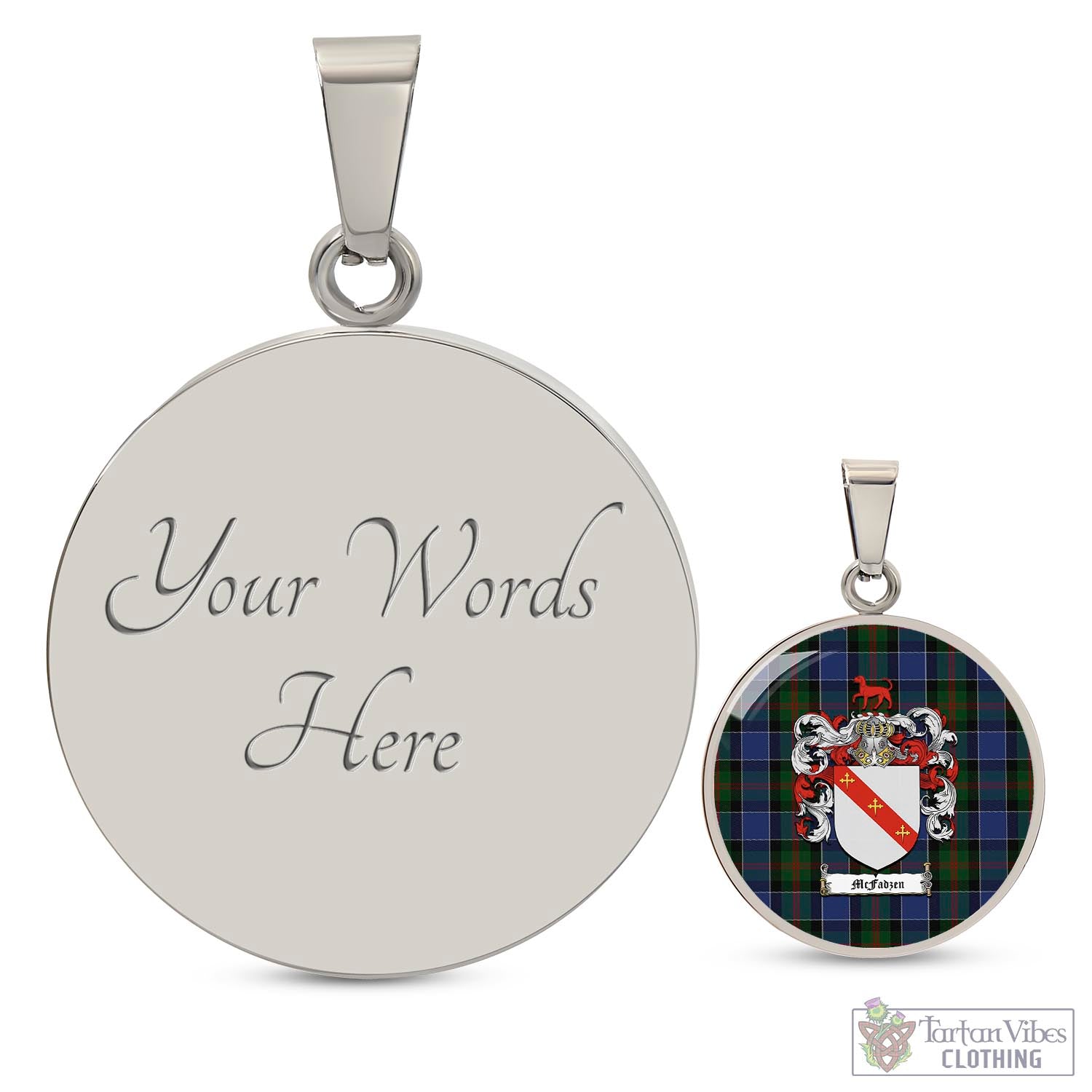 Tartan Vibes Clothing McFadzen 01 Tartan Circle Necklace with Family Crest