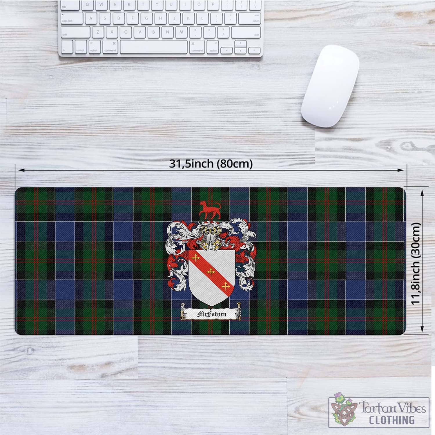 Tartan Vibes Clothing McFadzen 01 Tartan Mouse Pad with Family Crest