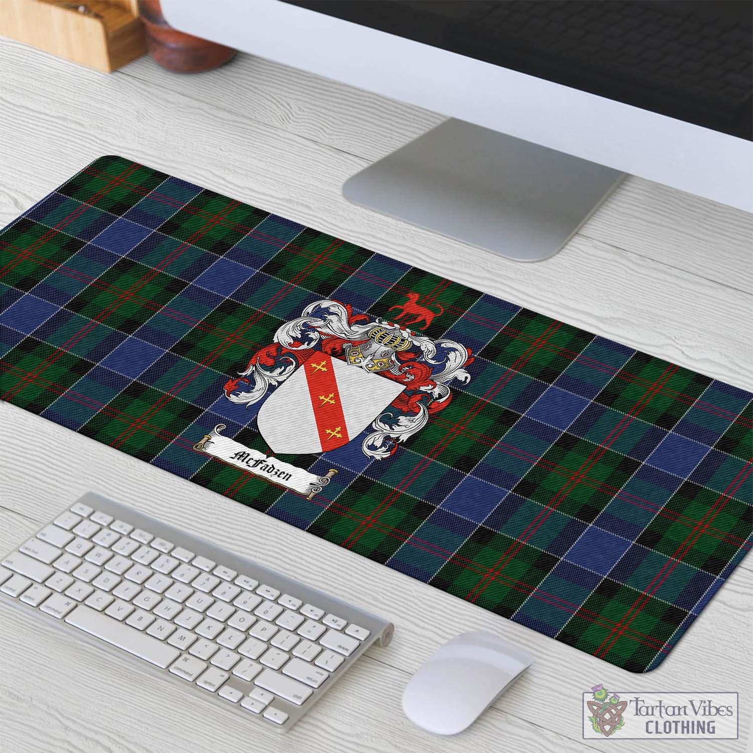 Tartan Vibes Clothing McFadzen 01 Tartan Mouse Pad with Family Crest