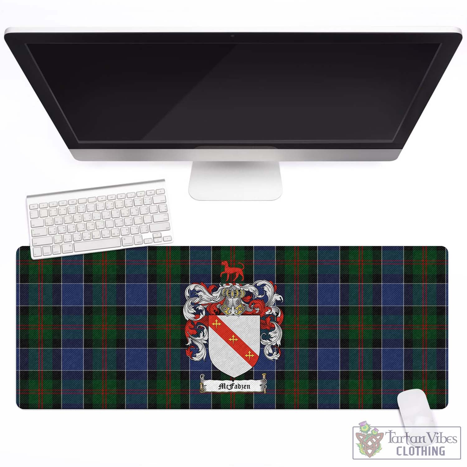 Tartan Vibes Clothing McFadzen 01 Tartan Mouse Pad with Family Crest