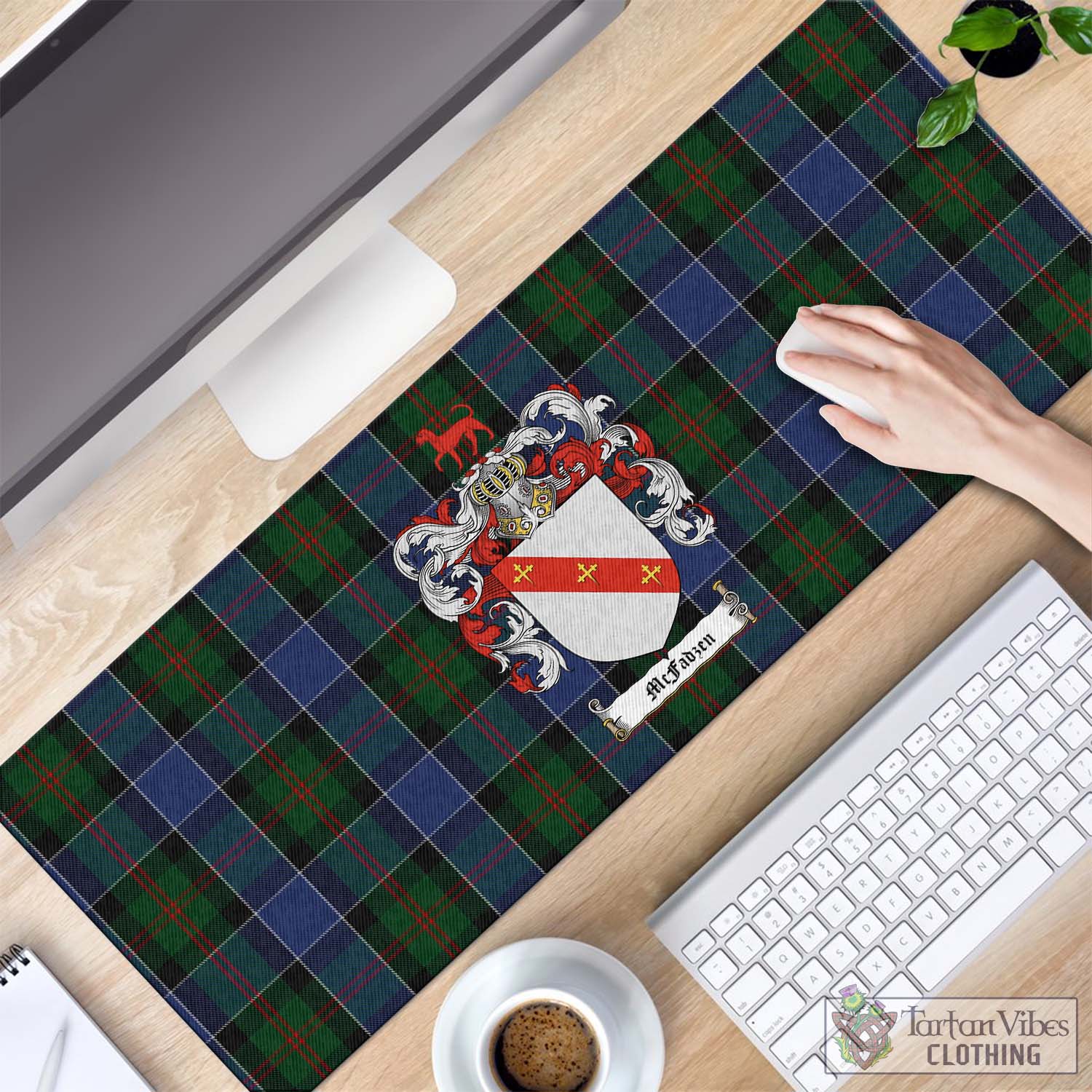 Tartan Vibes Clothing McFadzen 01 Tartan Mouse Pad with Family Crest