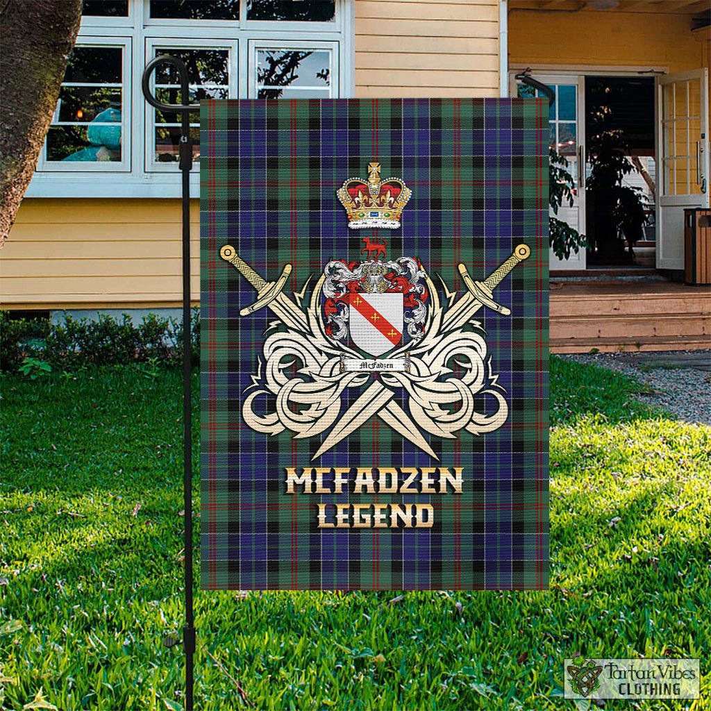 Tartan Vibes Clothing McFadzen 02 Tartan Flag with Clan Crest and the Golden Sword of Courageous Legacy