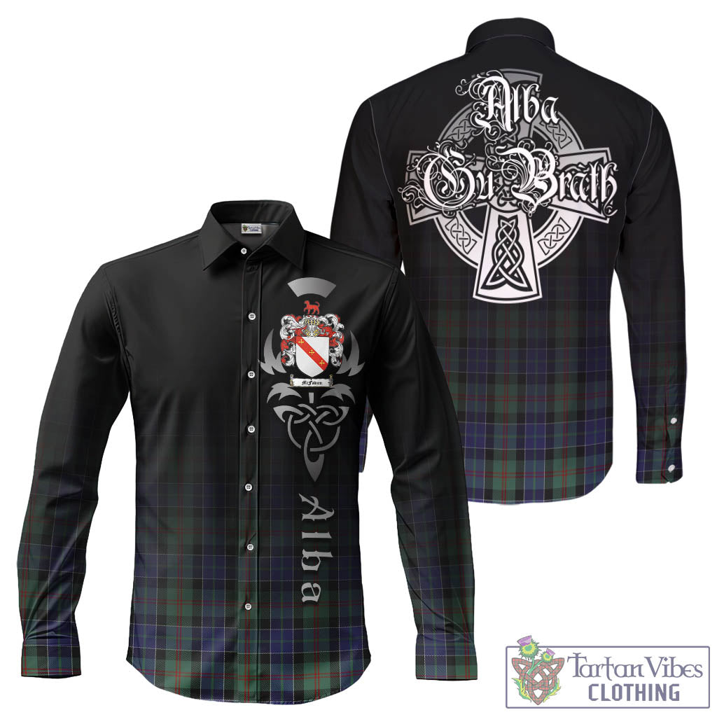 Tartan Vibes Clothing McFadzen 02 Tartan Long Sleeve Button Up Featuring Alba Gu Brath Family Crest Celtic Inspired