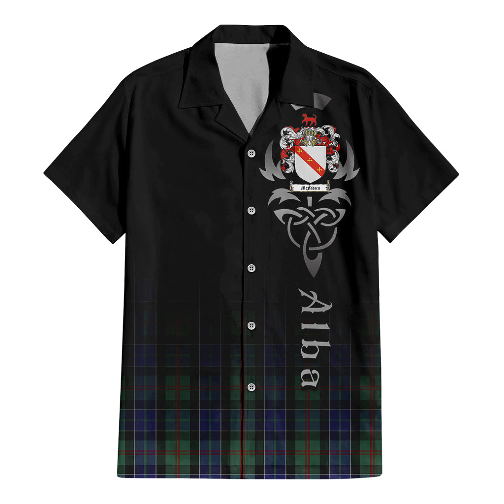 Tartan Vibes Clothing McFadzen 02 Tartan Short Sleeve Button Up Featuring Alba Gu Brath Family Crest Celtic Inspired