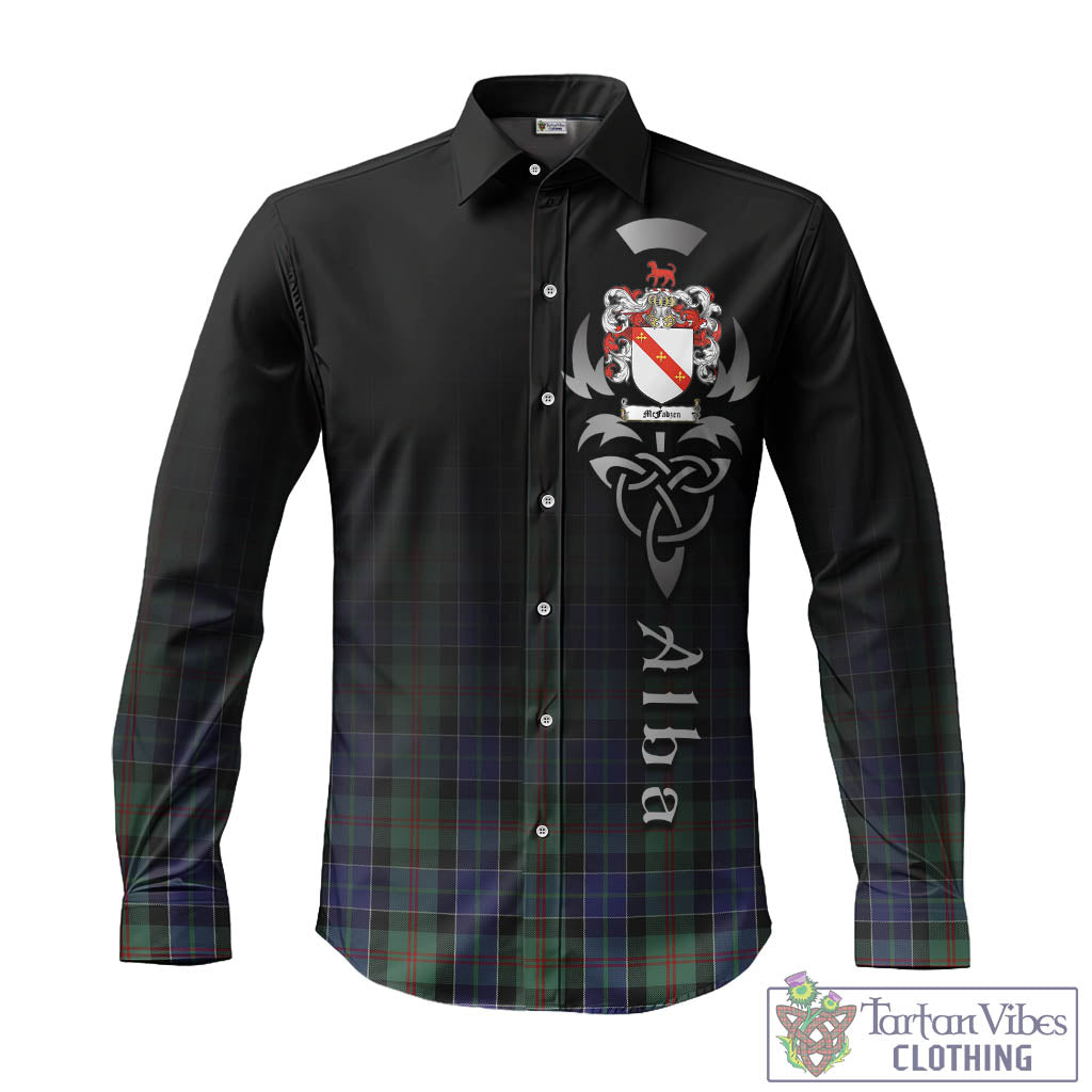 Tartan Vibes Clothing McFadzen 02 Tartan Long Sleeve Button Up Featuring Alba Gu Brath Family Crest Celtic Inspired