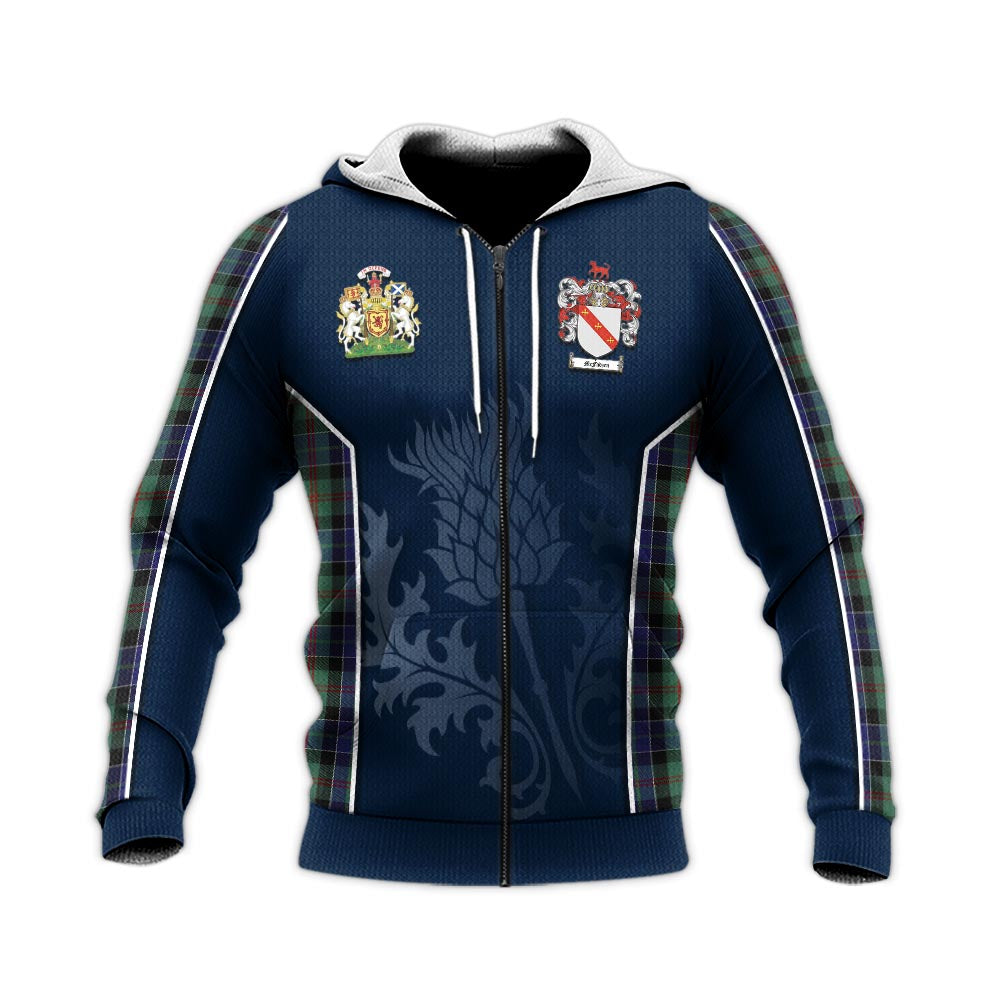 Tartan Vibes Clothing McFadzen 02 Tartan Knitted Hoodie with Family Crest and Scottish Thistle Vibes Sport Style