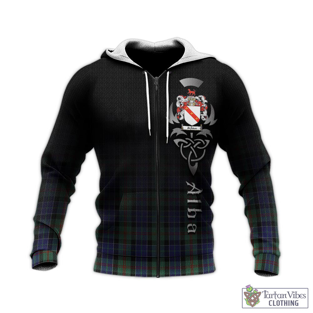 Tartan Vibes Clothing McFadzen 02 Tartan Knitted Hoodie Featuring Alba Gu Brath Family Crest Celtic Inspired