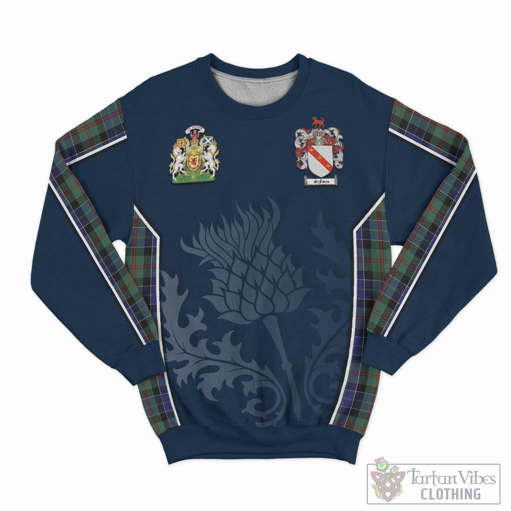 Tartan Vibes Clothing McFadzen 02 Tartan Sweatshirt with Family Crest and Scottish Thistle Vibes Sport Style