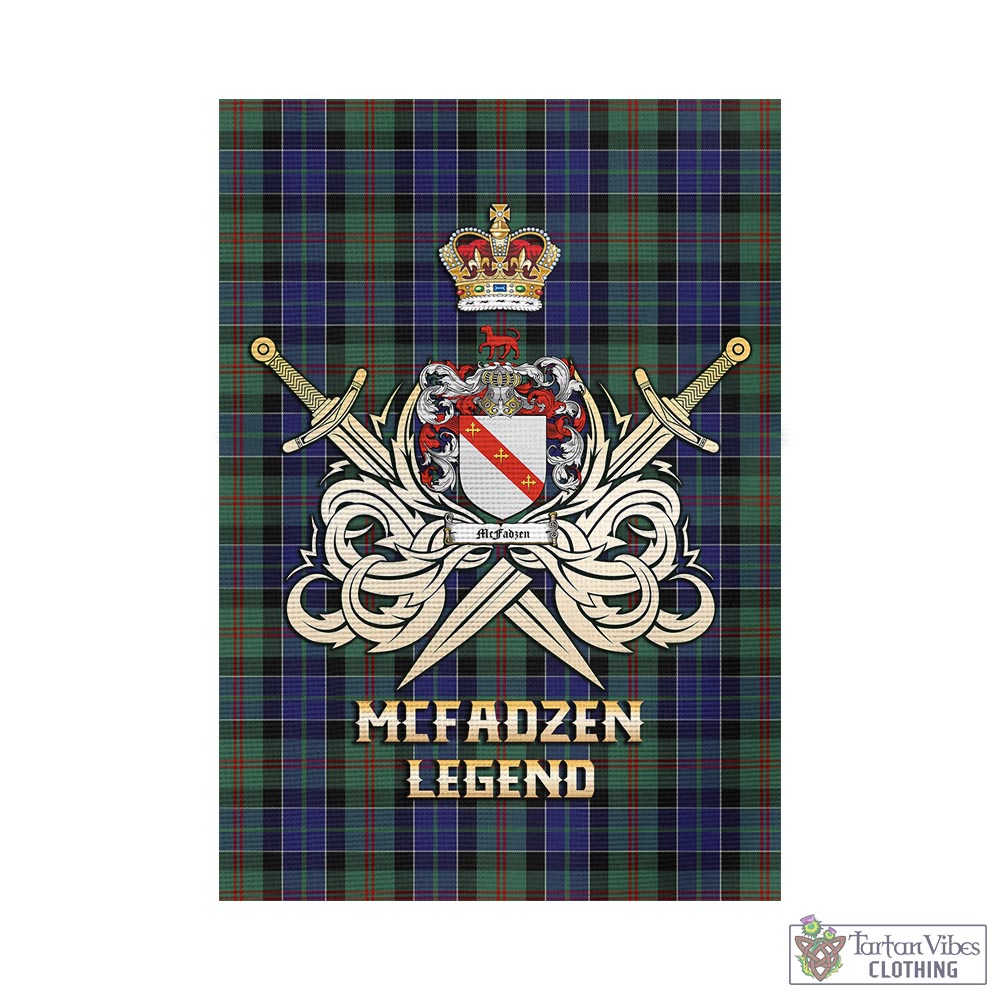 Tartan Vibes Clothing McFadzen 02 Tartan Flag with Clan Crest and the Golden Sword of Courageous Legacy