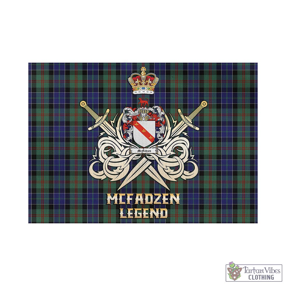 Tartan Vibes Clothing McFadzen 02 Tartan Flag with Clan Crest and the Golden Sword of Courageous Legacy