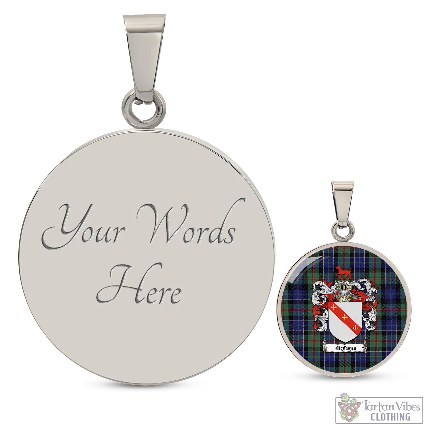 Tartan Vibes Clothing McFadzen 02 Tartan Circle Necklace with Family Crest