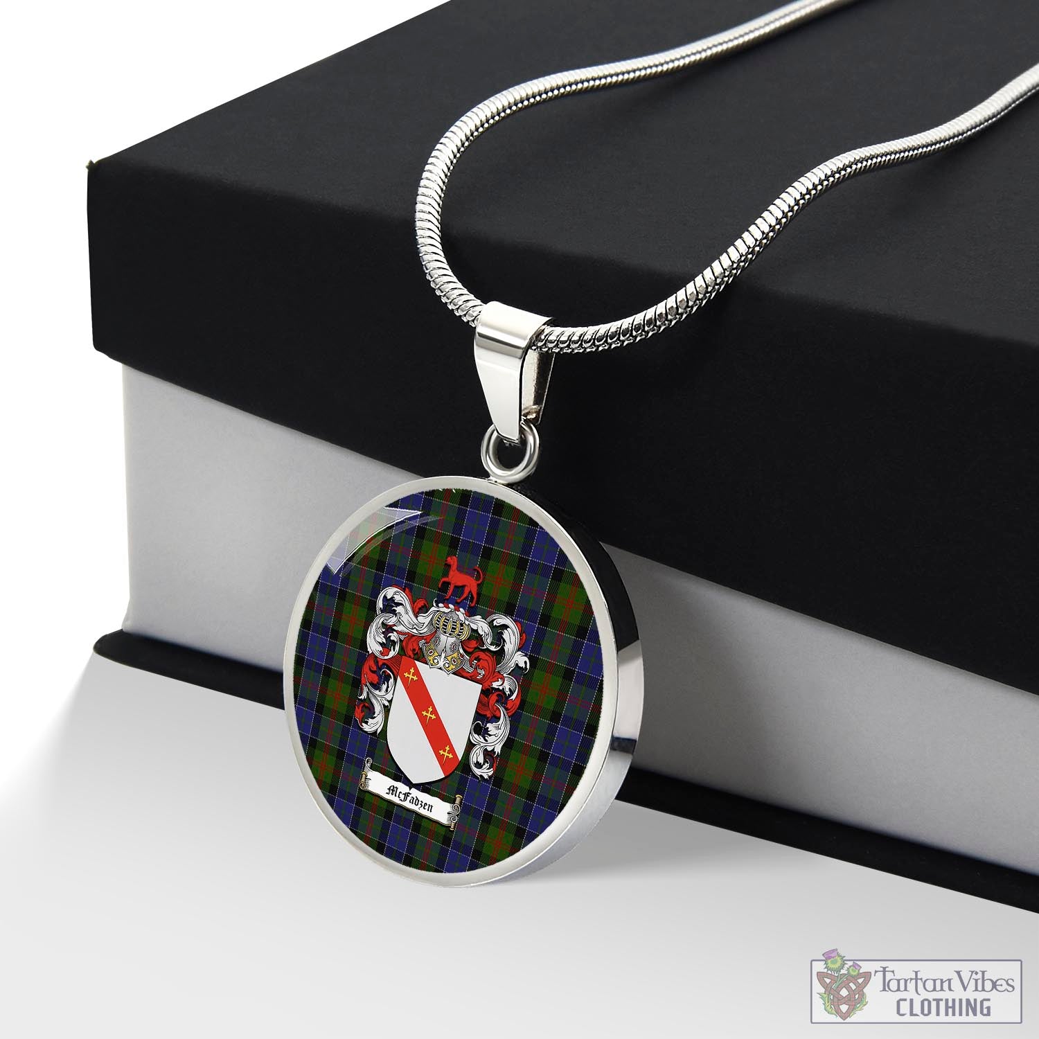 Tartan Vibes Clothing McFadzen 03 Tartan Circle Necklace with Family Crest